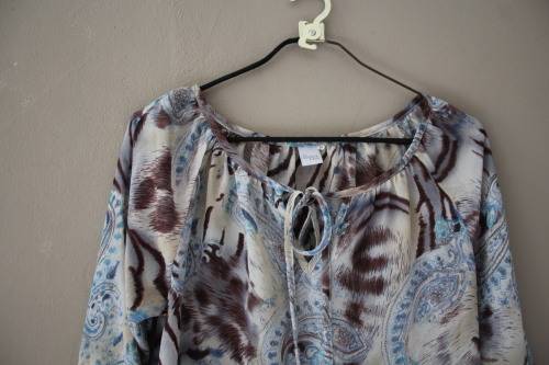 Brown and Blue Paisley Boho Top (Size 34)