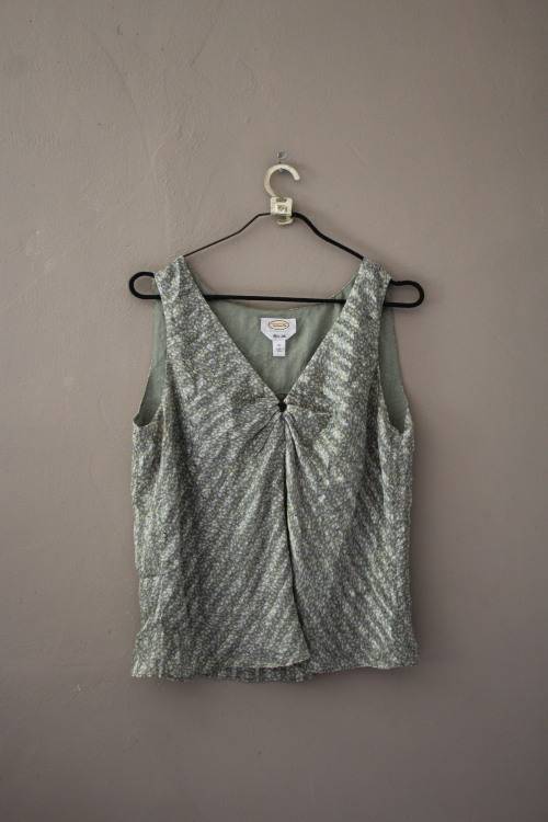 Vintage Green Silk Top (Size 16)