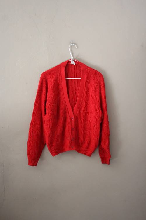 Red Vintage Knit Cardigan (Small / Medium)