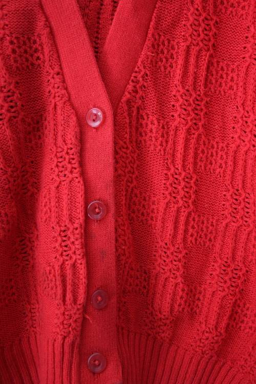 Red Vintage Knit Cardigan (Small / Medium)