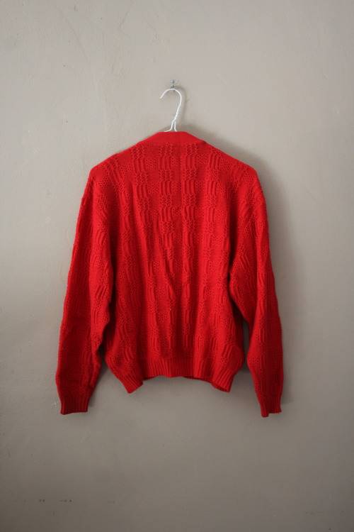 Red Vintage Knit Cardigan (Small / Medium)