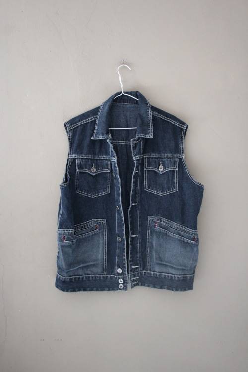 Vintage Dark Denim Vest (XL)