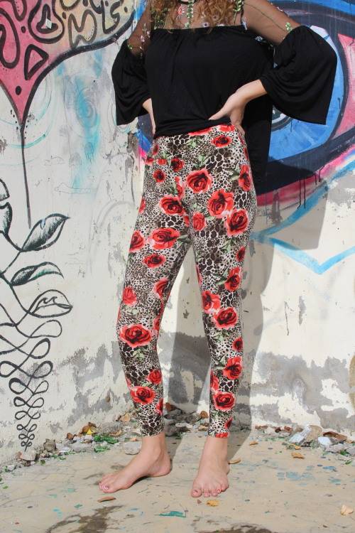 Vintage AP and Rose Print Tights (Small)