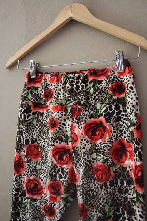 Vintage AP and Rose Print Tights (Small)