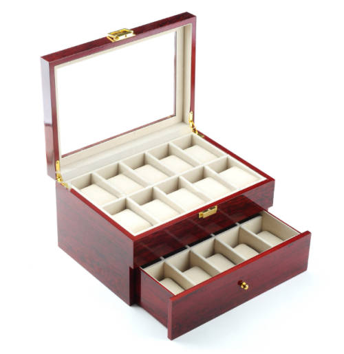 Luxury watch box for men / women wooden watch case organizer glass jewelry storage box