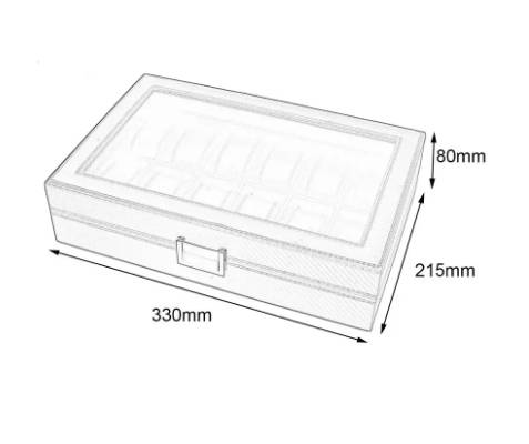 12 Slots Luxury Carbon Fiber Watch Box Jewelry Watch Display Storage Holder Rectangle Black Leather