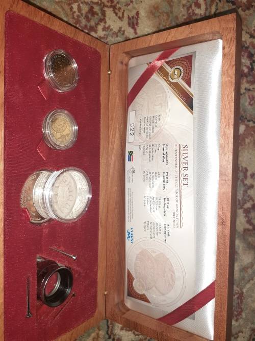 Silver set, bicentennial of the coinage of Griqua Town. 2015