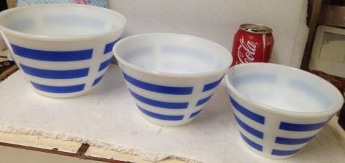 set 3 graduating OPALEX   MIXING BOWL height 120MM MADE IN ENGLAND!!GREAT COUNTRY HOME DECOR!!