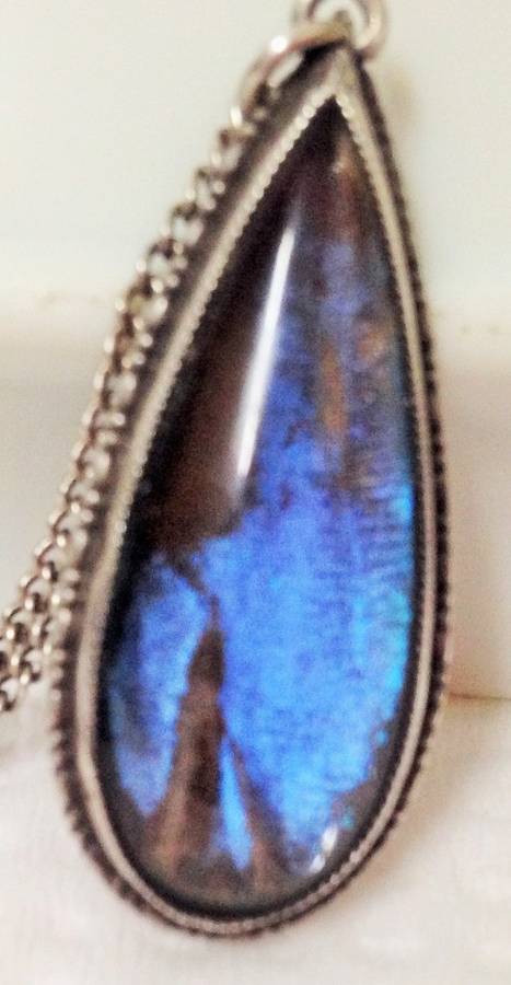 VTG Pendant*BUTTERFLY WING PENDANT[BACKstamped 27SILVER]*CHAIN delicate[STAMPED SILVER]50'sEXQUISITE