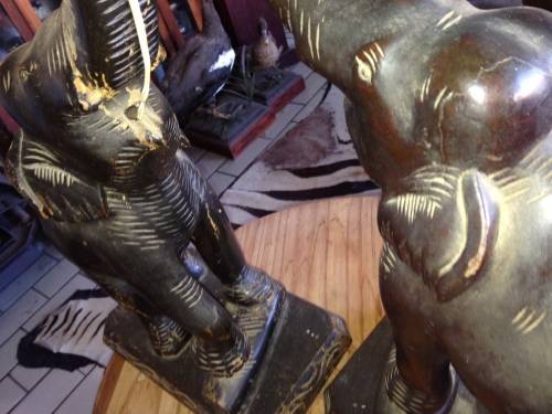ELEPHANTS FIGURINE LAMP-CARVED*EXQUISITE!!GREAT COUNTRY HOME DECOR!!one bid for both