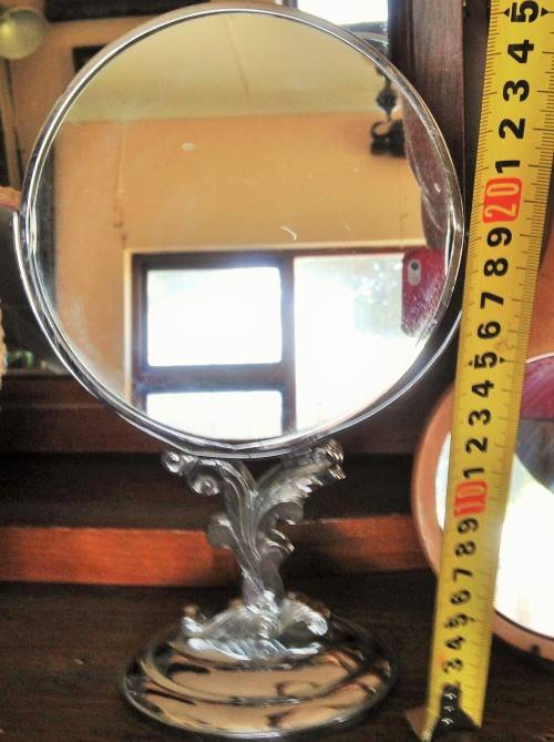 OLD Shaving mirror/make up MIRROR*BEVELED*DAMAGE!!GREAT COUNTRY HOME DECOR!!!!