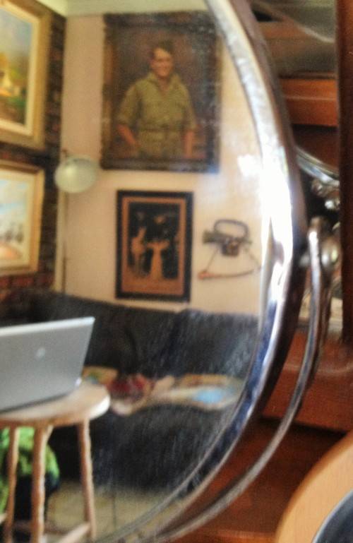 OLD Shaving mirror/make up MIRROR*BEVELED*DAMAGE!!GREAT COUNTRY HOME DECOR!!!!