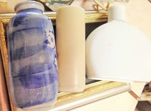 POTs - 3 Oriental decor on each  bridge+script White  leaves LOOK At My Buy Now items NO WAITING