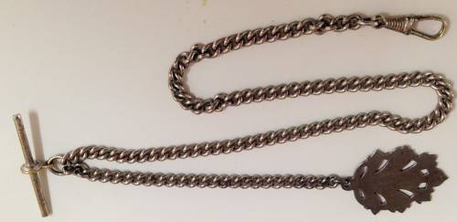 ANTIQUE*SilverFOB MEDALhasBeen testedAs.925estimat1900s*Chain*TBarLobsterClaspSilver Plate30.4g-47cm