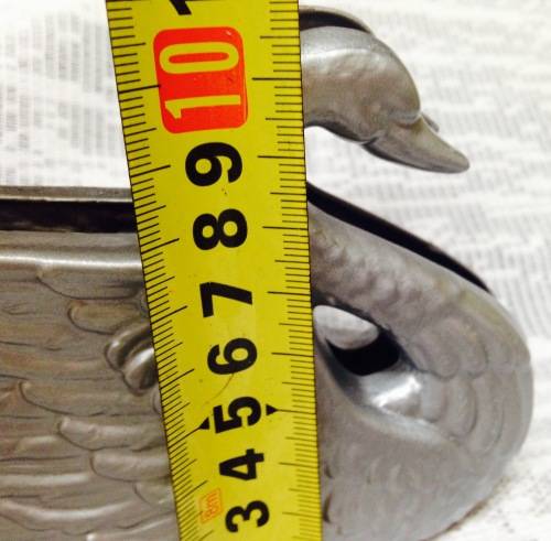 GODINGE c1984Cast Iron Swan + 2 Swan SALTS glass EPNS metal wing +1 mustard Spoon