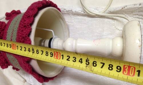 Lamp base Wood +Shade -Working Crochet flower MOP buttons LOOK At My BUY NOW items NO WAITING