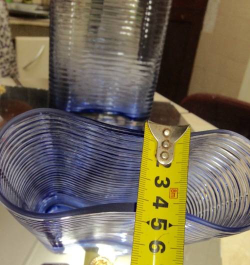 VASE CoboltGlassGraduatinglighterHorizontal RibL@@K atMy BUY NOW*NO WAITING*GREAT COUNTRY HOME DECOR