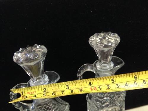 Cut Glass Crystal Oil+Vinegar Condiment set 2 decanters 2 salts EPNS lidLOOK At My BUY NOW LISTING