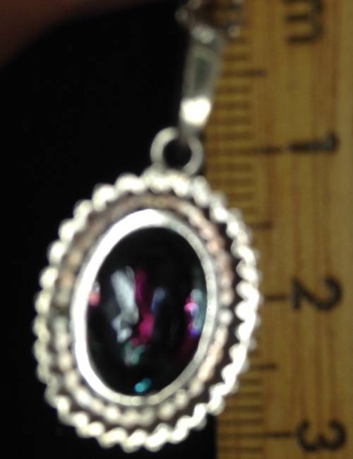Pendant+chain Stamped 835 theGERMAN Silver mark Watermelon Stone LOOK At My BUY NOW items NO WAITING