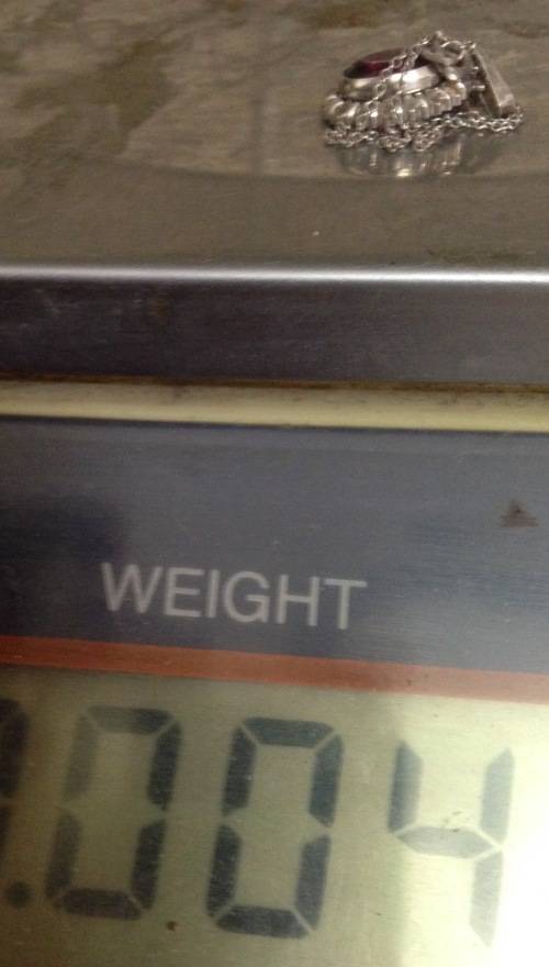 Pendant+chain Stamped 835 theGERMAN Silver mark Watermelon Stone LOOK At My BUY NOW items NO WAITING