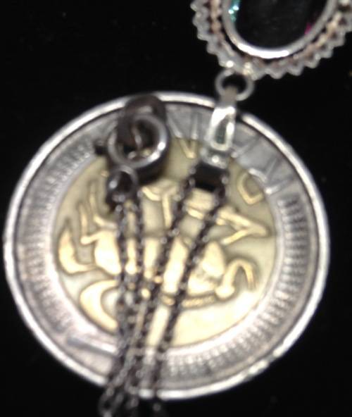Pendant+chain Stamped 835 theGERMAN Silver mark Watermelon Stone LOOK At My BUY NOW items NO WAITING