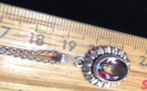 Pendant+chain Stamped 835 theGERMAN Silver mark Watermelon Stone LOOK At My BUY NOW items NO WAITING