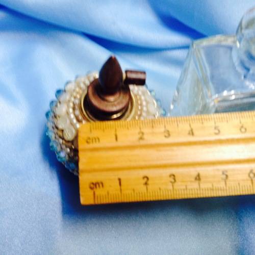 Perfume BOTTLES 1 antique has been Embellished with beads + one is clear glass no lid