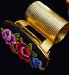 Lipstick Holder Very pretty embroidered material flower LOOK At My BUY NOW LISTINGS NO WAITING