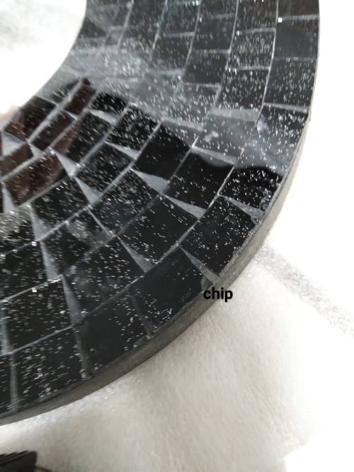 `MIRROR MOSAIC Black Tiles back wire to hang Note