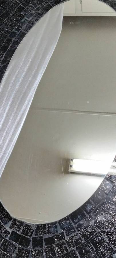 `MIRROR MOSAIC Black Tiles back wire to hang Note