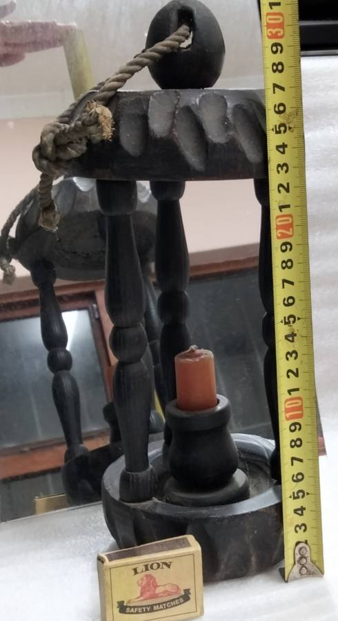 Lantern Candle holder BIG hand carved 692gr finial rope columns