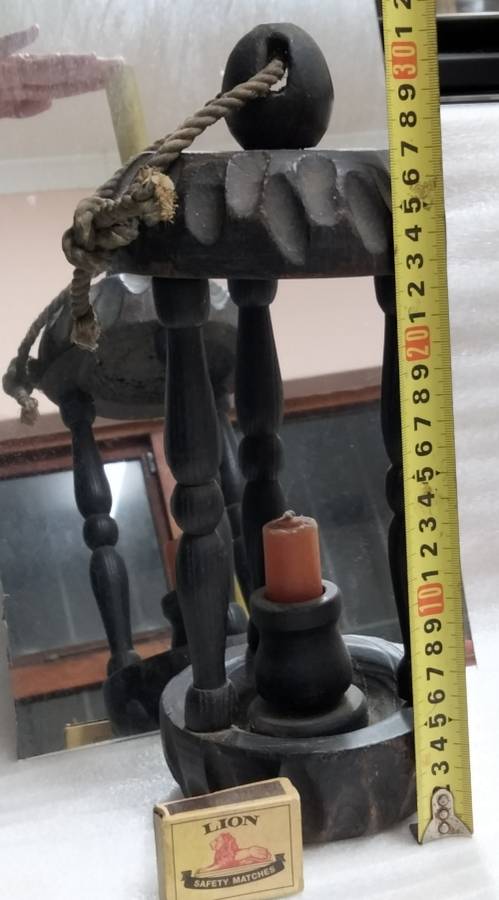 Lantern Candle holder BIG hand carved 692gr finial rope columns