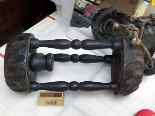 Lantern Candle holder BIG hand carved 692gr finial rope columns