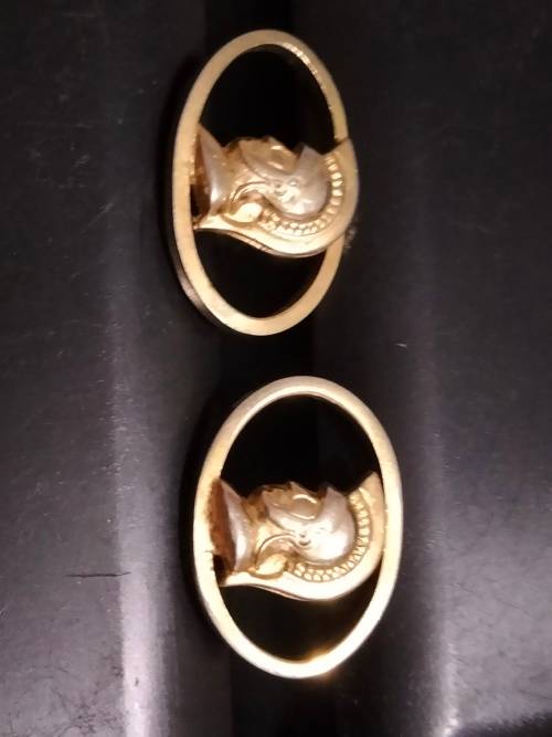 Cufflinks + Tie Clip - Riffle MOP 1 pair FNB tree script 10+1pr Roman Centurion Gold Tone metal