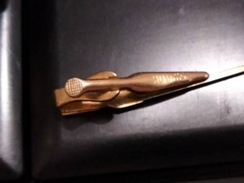 Cufflinks + Tie Clip - Riffle MOP 1 pair FNB tree script 10+1pr Roman Centurion Gold Tone metal