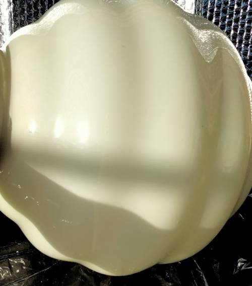 Lamp shade large OPALINE Art Deco Step 4 ring white cased