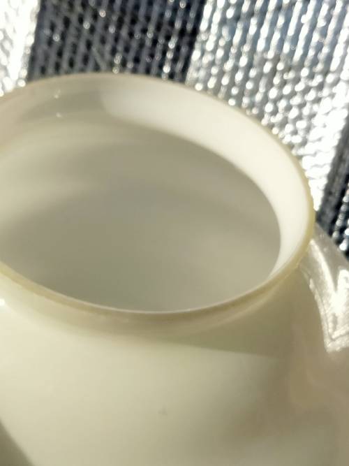 Lamp shade large OPALINE Art Deco Step 4 ring white cased