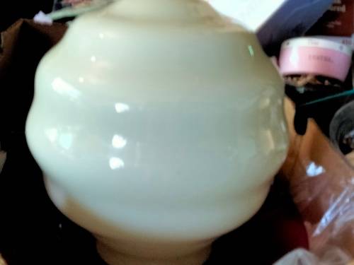 Lamp shade large OPALINE Art Deco Step 4 ring white cased