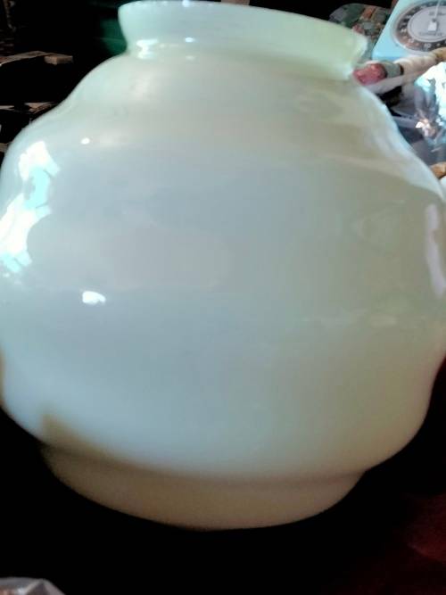 Lamp shade large OPALINE Art Deco Step 4 ring white cased
