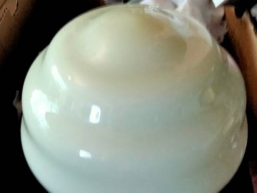 Lamp shade large OPALINE Art Deco Step 4 ring white cased