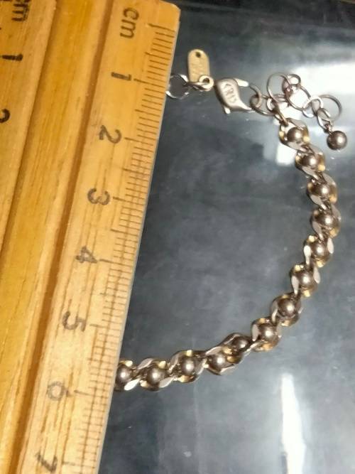 Bracelet vintage Stamped < CRIS  NS Bracelet Flat Curb ball link   Gold/Silver tone plate