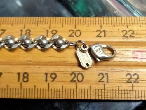 Bracelet vintage Stamped < CRIS  NS Bracelet Flat Curb ball link   Gold/Silver tone plate