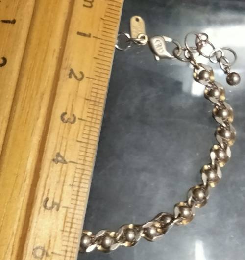 Bracelet vintage Stamped < CRIS  NS Bracelet Flat Curb ball link   Gold/Silver tone plate