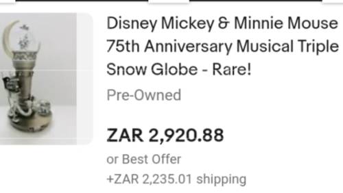 Disney Mickey Mouse1998 Snow globe-Fantasia SteamBoat-The Band Concert LOOK at My BUY NOW-NO WAITING