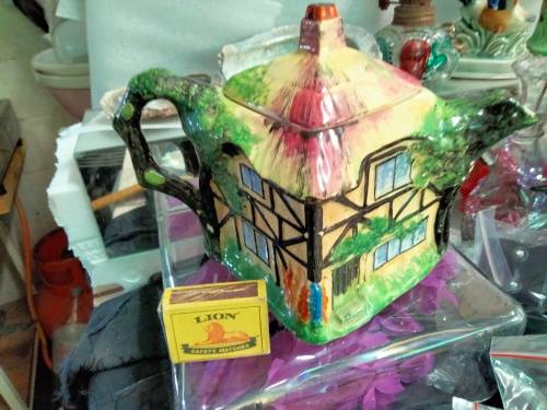 TEA POT - GRIMSWADE  House   For use as Ornament or Plant holder Chips + crack