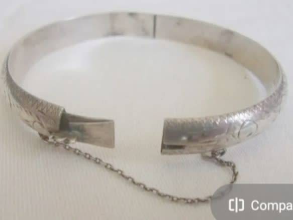 Sterling Silver 925 - Bangle Art Nouveau pattern LOOK at my BUY NOW - NO WAITING Waiting