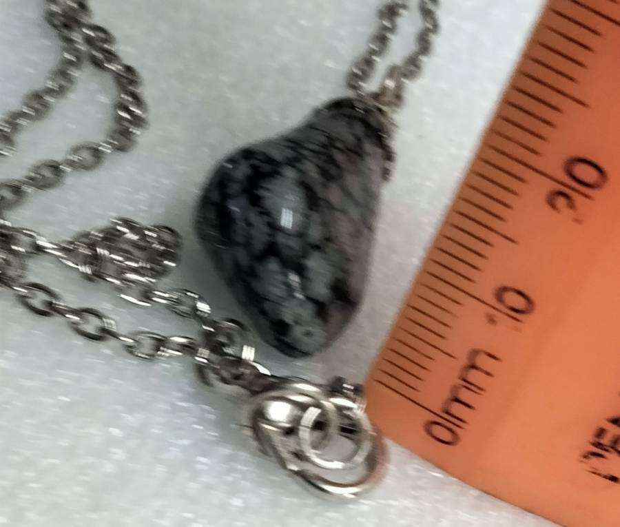 Necklace Snowflake Obsidian pendant+stainless steel chain
