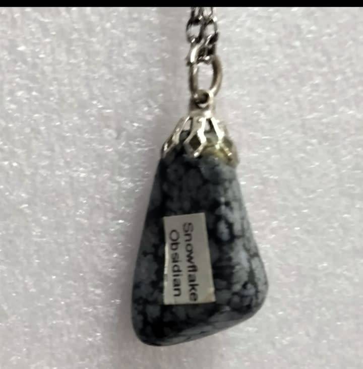 Necklace Snowflake Obsidian pendant+stainless steel chain