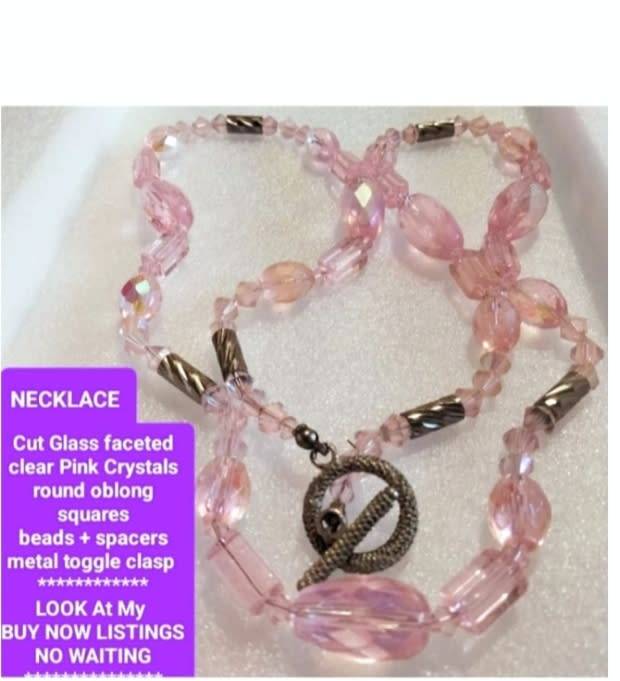NECKLACE- Vintage Italian Glass Beads PINK mix Shapes+size*LOOK At My BUY NOW items NO WAITING