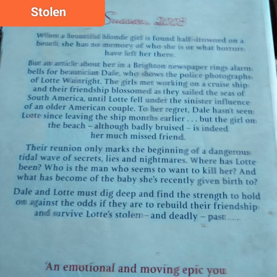 Book  LESLEY PEARSE - STOLEN +  FORGIVE ME Soft cover pre-owned